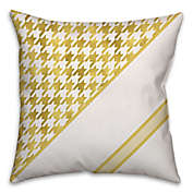 Houndstooth Pattern Square Throw Pillow in Cream/Gold