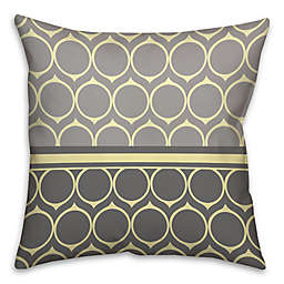 Toothed Circle Pattern Square Throw Pillow in Yellow/Grey