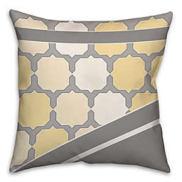 Jagged Octagon Pattern Square Throw Pillow in Yellow/Grey