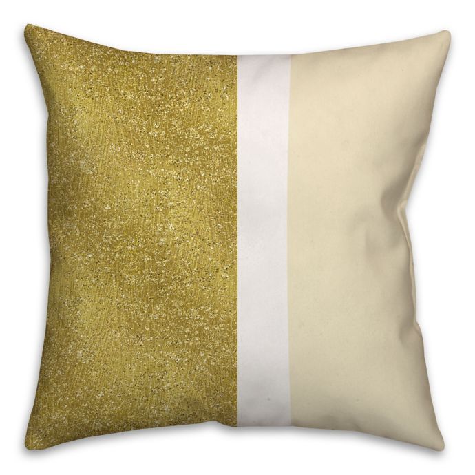 Glitter Color Block Square Throw Pillow in Cream/Gold Bed Bath & Beyond