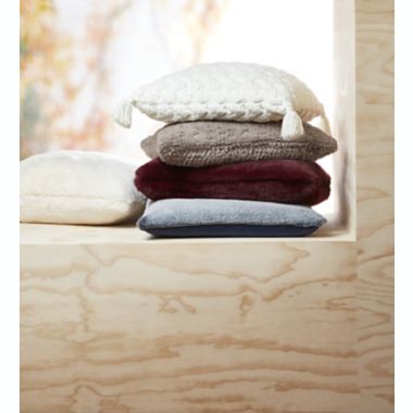 UGG&reg; Dawson Faux Fur Square Throw Pillow in Oatmeal. View a larger version of this product image.
