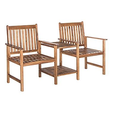 Safavieh Bread Twin Seat Bench in Teak Brown. View a larger version of this product image.