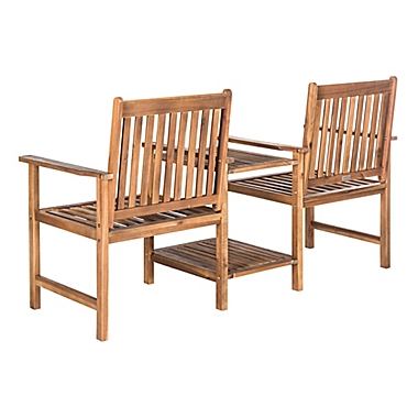 Safavieh Bread Twin Seat Bench in Teak Brown. View a larger version of this product image.