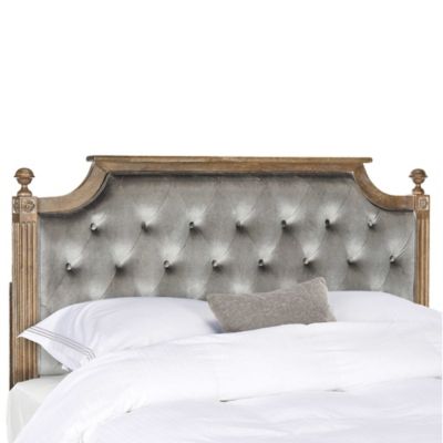 Safavieh Rustic Wood Tufted Velvet Queen Headboard in Grey