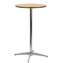 Flash Furniture Height-Adjustable 24-Inch Round Cocktail Table in Natural