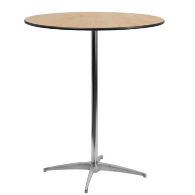 Flash Furniture Height-Adjustable Round Cocktail Table in Natural