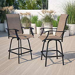 Flash Furniture All-Weather Steel Swivel Outdoor Bar Stools (Set of 2)
