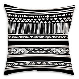 Boho Tribal Square Throw Pillow in Black/White