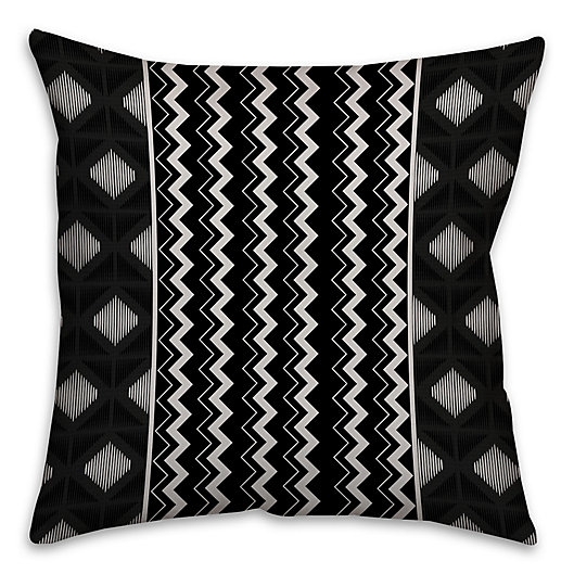 Alternate image 1 for Chevron and Diamonds Boho Tribal Square Throw Pillow in Black/White