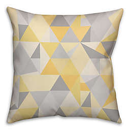 Triangles Pattern Square Throw Pillow in Yellow/Grey
