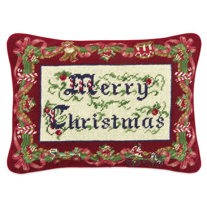 Merry Christmas Needlepoint Throw Pillow Bed Bath Beyond