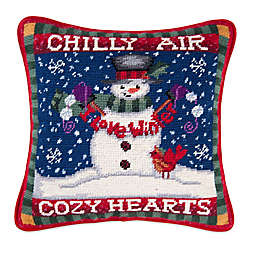 Snowman in Chilly Air Needlepoint Throw Pillow