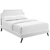 Modway Corene King Upholstered Platform Bed with Round Legs in White Vinyl