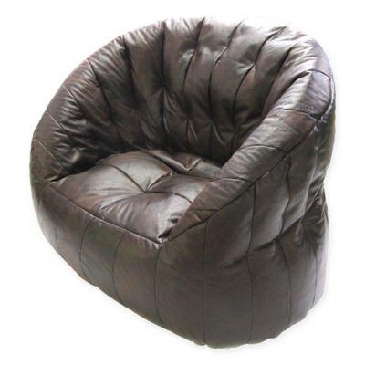 Jumbo Round Lumin Faux Leather Round Bean Bag Chair in ...