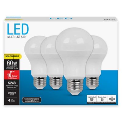 Feit Electric 4-Pack 8.5-Watt A19 Medium-Base Non-Dimmable LED Bulbs