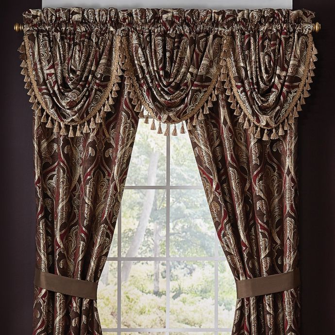 Croscill Bradney 33 Inch Waterfall Window Curtain Valance In Red