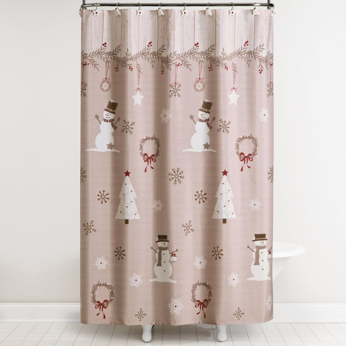 Rustic Christmas Shower Curtain and Hooks Set | Bed Bath ...