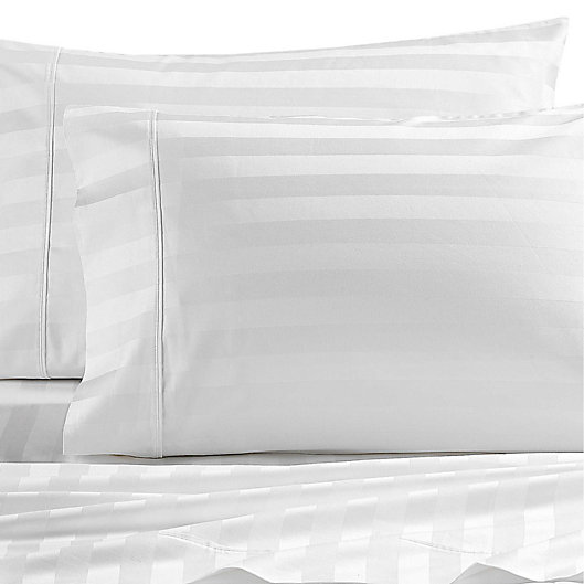 Brand New 2 Qty Pillow Case All Size 1000 TC Pima Cotton White Stripe 