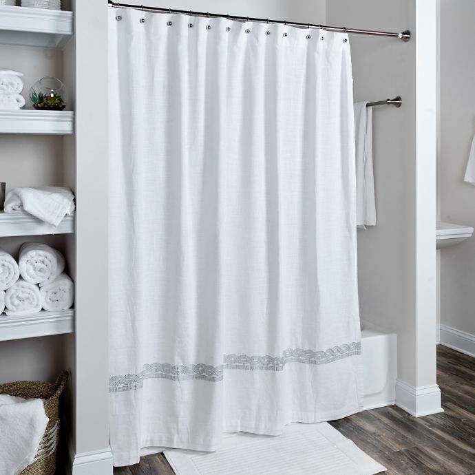 Rizzy Home Cable Embroidered Shower Curtain Bed Bath And Beyond