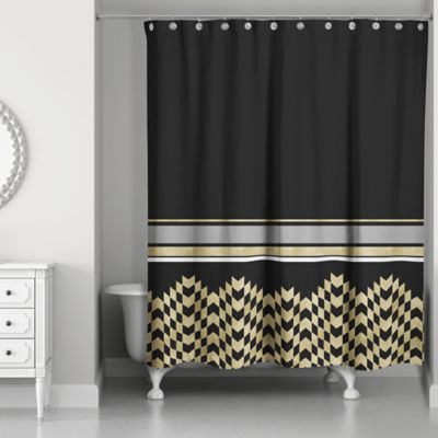 black white gold shower curtain