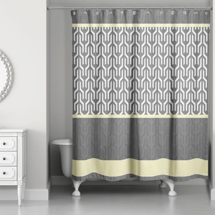 Trident Pattern Shower Curtain in Yellow/Grey | Bed Bath ...