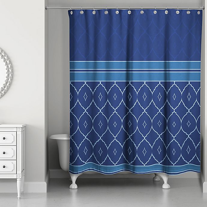 Quatrefoil Tone Shower Curtain In Blue, Quatrefoil Shower Curtain
