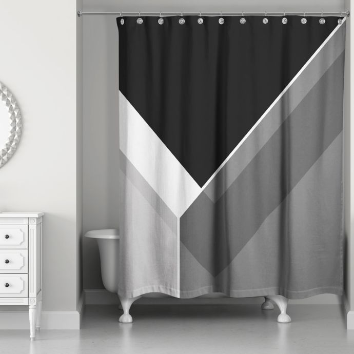 Asymmetrical Color Block Shower Curtain in Black/Grey | Bed Bath and ...