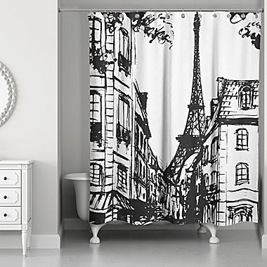 Monochromatic Paris Shower Curtain in Black/White. View a larger version of this product image.