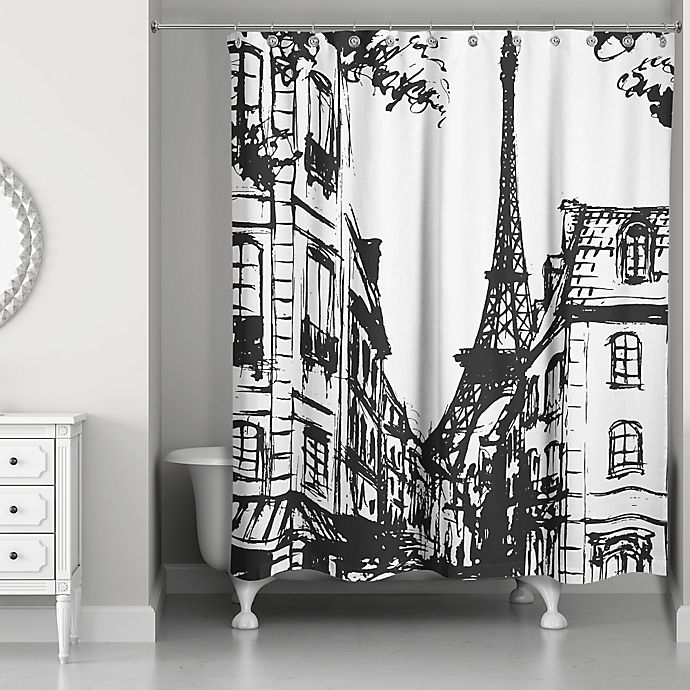 Monochromatic Paris Shower Curtain In, Black And White Shower Curtain