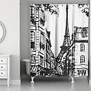 Monochromatic Paris Shower Curtain in Black/White