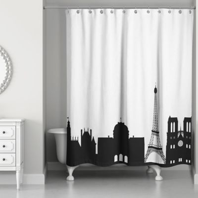 Paris Monuments Shower Curtain In Black White Bed Bath Beyond