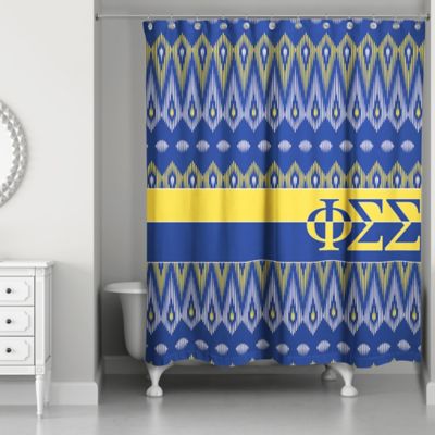 blue and yellow shower curtain