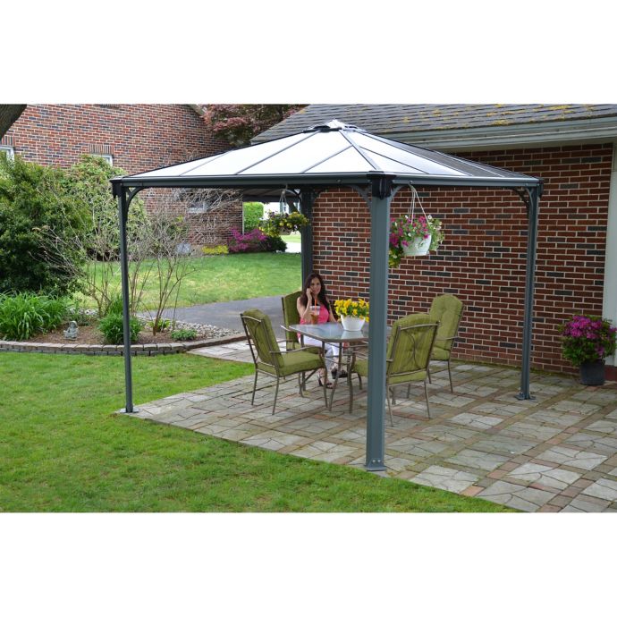 Palram Palermo 3000 10 Foot X 10 Foot Square Gazebo In Grey Bed Bath Beyond