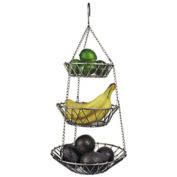 Satin Nickel-Finished 3-Tier Metal Hanging Basket
