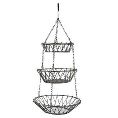Satin Nickel-Finished 3-Tier Metal Hanging Basket. View a larger version of this product image.