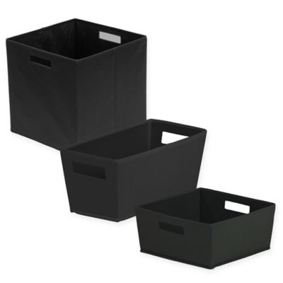 black fabric storage boxes