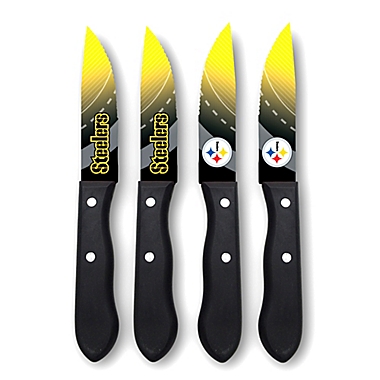 NFL Pittsburgh Steelers 4-Piece Stainless Steel Steak Knife Set. View a larger version of this product image.