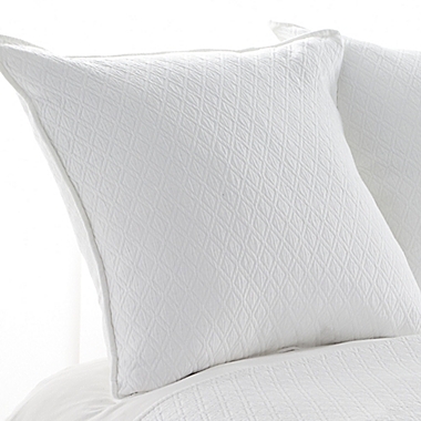 Aura Indi Diamond Matelasse European Pillow Sham in White. View a larger version of this product image.