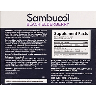 Sambucol&reg; 16-Count Black Elderberry Daily Immune Drink Powder Packs. View a larger version of this product image.