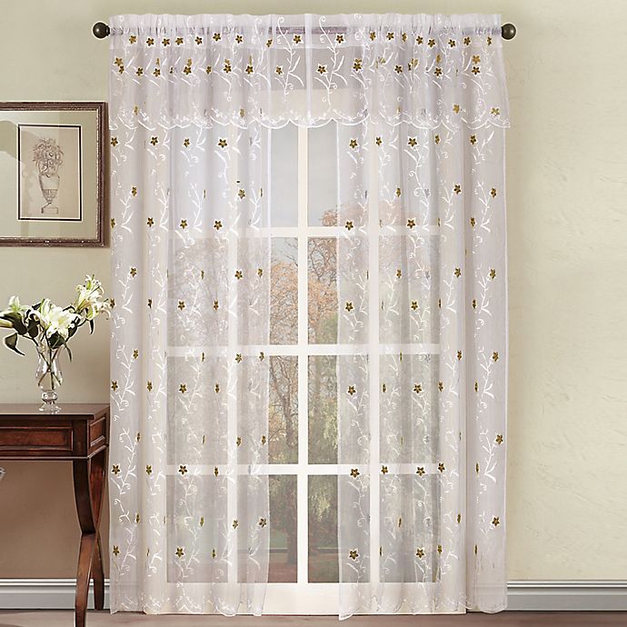 Astor Sheer Embroidered Rod Pocket, Embroidered Shower Curtain With Valance