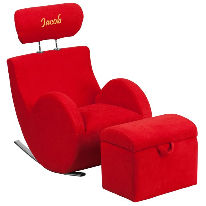 Flash Furniture Kids Rocking Chair And Ottoman Set In Red