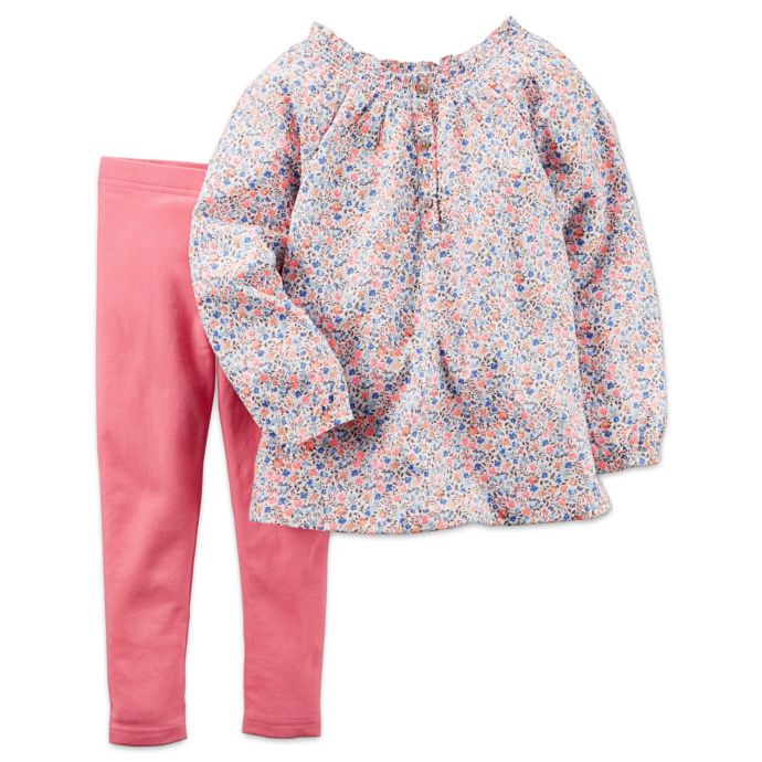 carter's® 2-Piece Smocked Floral Tunic and Legging Set | Bed Bath & Beyond
