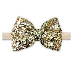 Elly & Emmy Sequin Bow Headwrap in Gold/Ivory