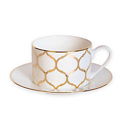 Nevaeh White® by Fitz and Floyd® Lattice Cup and Saucer in Gold