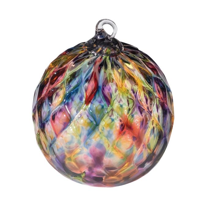 Glass Eye Studio 3Inch Hand Blown Glass Rainbow Diamond Facet Ornament