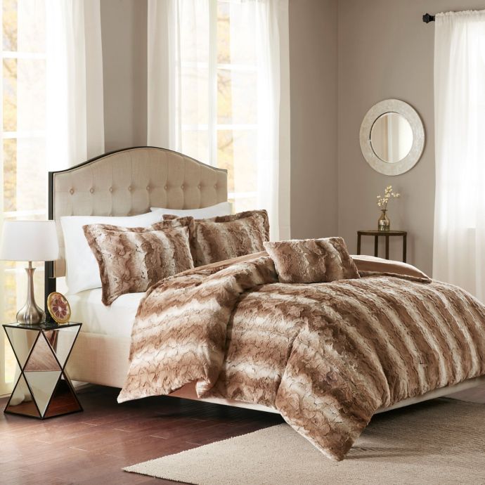 Madison Park Zuri Faux Fur Duvet Cover Set Bed Bath Beyond