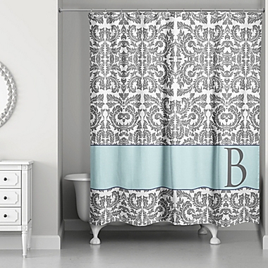 Botanical Leaves Shower Curtain in Grey/Blue. View a larger version of this product image.