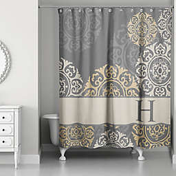 Medallions Shower Curtain in Grey/Taupe/Gold