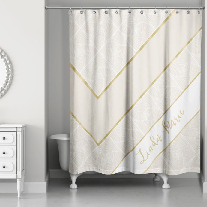 Geo Custom Shower Curtain In Ivory Gold Bed Bath Beyond
