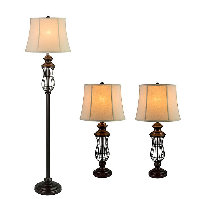 Fangio 3 Piece Urn Cage Lamp Set In, 3 Piece Lamp Set Bed Bath Beyond